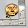 BRO-00072 (1) Vintage Celestial Man in the Moon Brooch Pin Gold Tone Dangling Stars 90s