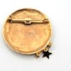 BRO-00072 (1) (5) Vintage Celestial Man in the Moon Brooch Pin Gold Tone Dangling Stars 90s