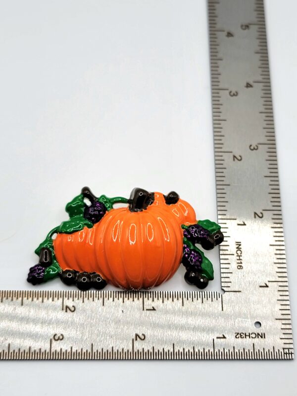 Vintage "Best" Halloween Enamel Pumpkin & Berry Cluster Brooch Pendant