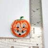 Vintage "MJ" Silver-Tone Enamel Jack-O'-Lantern Pumpkin Halloween Brooch Pendant