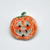 Vintage "MJ" Silver-Tone Enamel Jack-O'-Lantern Pumpkin Halloween Brooch Pendant
