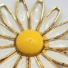 Vintage Signed 1960 Weiss Enamel White Daisy & Ladybug Flower Brooch
