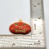 PEN-00011 (1) Vintage Halloween Jack-O'-Lantern Pendant - Orange Enamel Pumpkin Charm