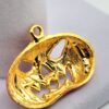 PEN-00011 (1) (2) Vintage Halloween Jack-O'-Lantern Pendant - Orange Enamel Pumpkin Charm
