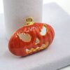 PEN-00011 (1) (5) Vintage Halloween Jack-O'-Lantern Pendant - Orange Enamel Pumpkin Charm